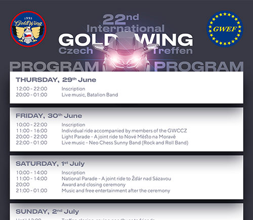 Gold Wing Treffen CZ program